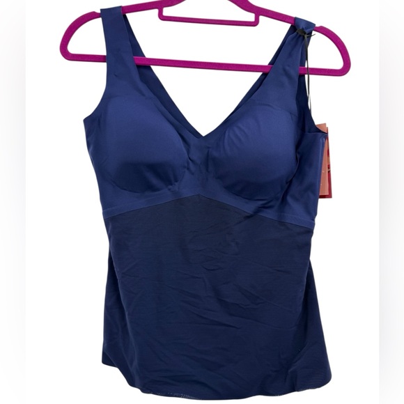 Honeylove LiftWear Tank XL Navy Built-In Bra Smoothing Shapewear Cami Luxury - Picture 8 of 15
